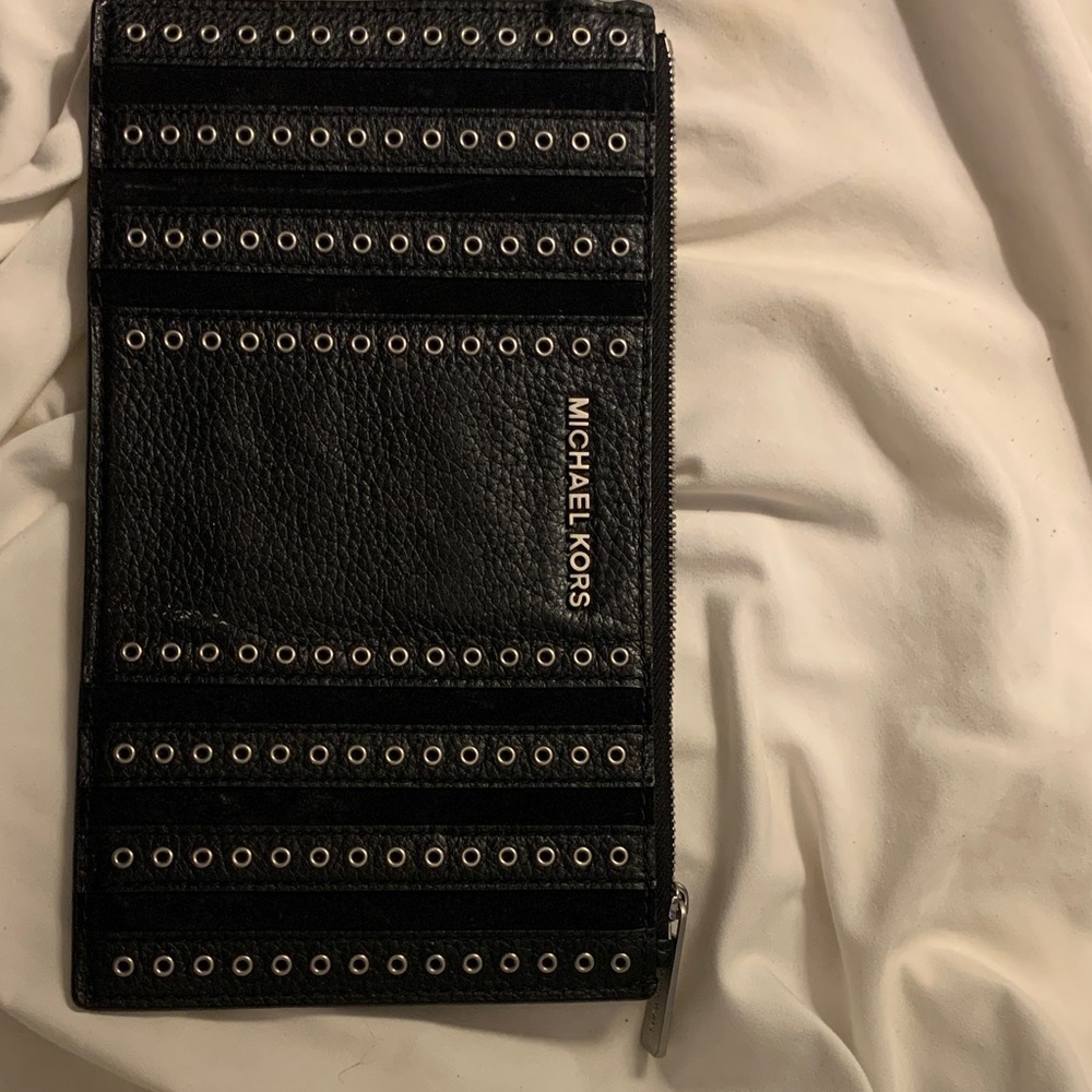 Michael Kors Black Wristlet with Silver Eyelets